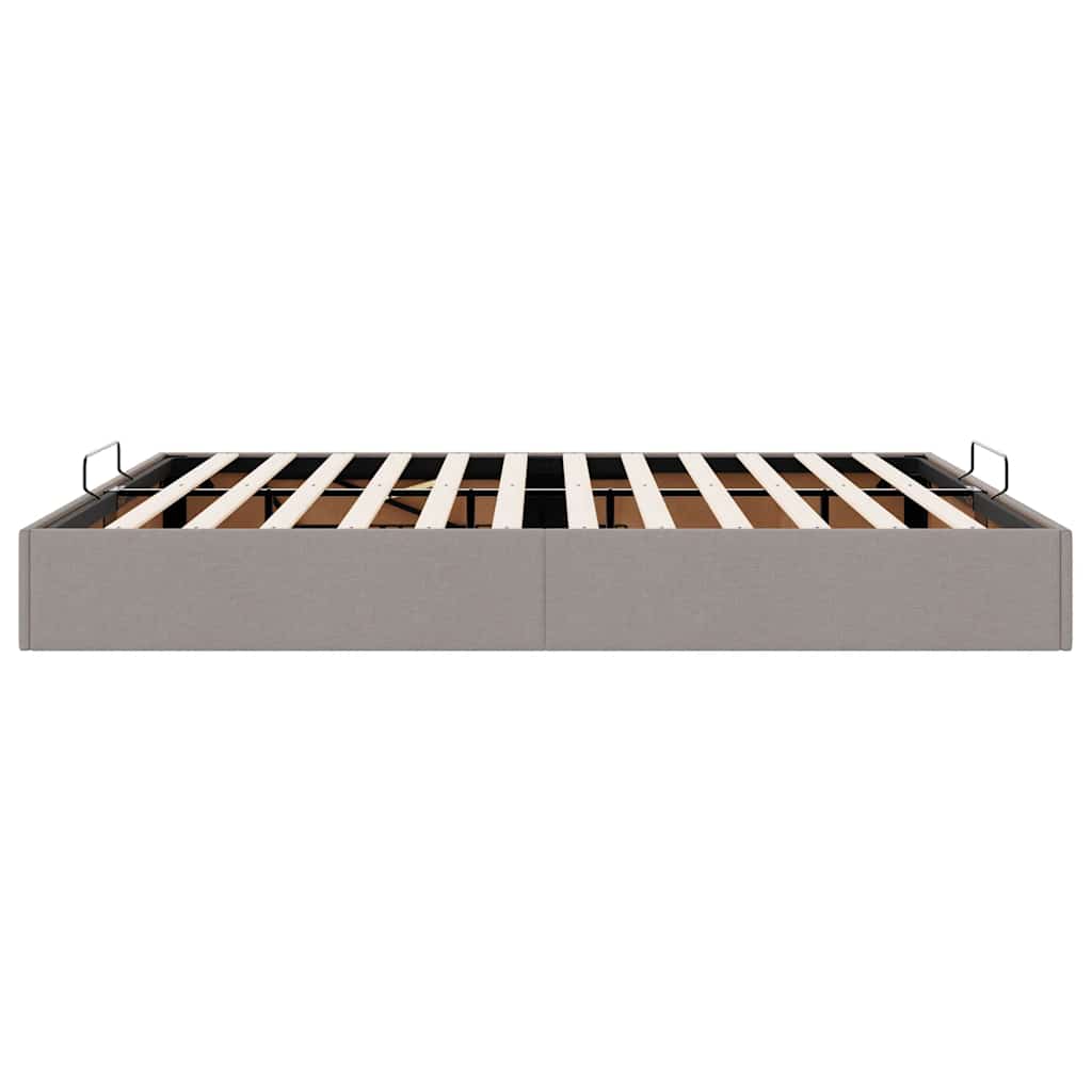 Struttura Letto Pouf senza Materasso Tortora 200x200 cm Tessuto