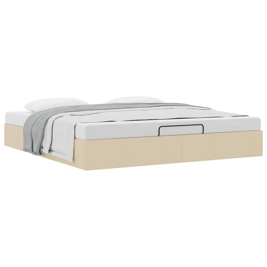 Struttura Letto Pouf senza Materasso Crema 200x200cm in Tessuto | homemem39