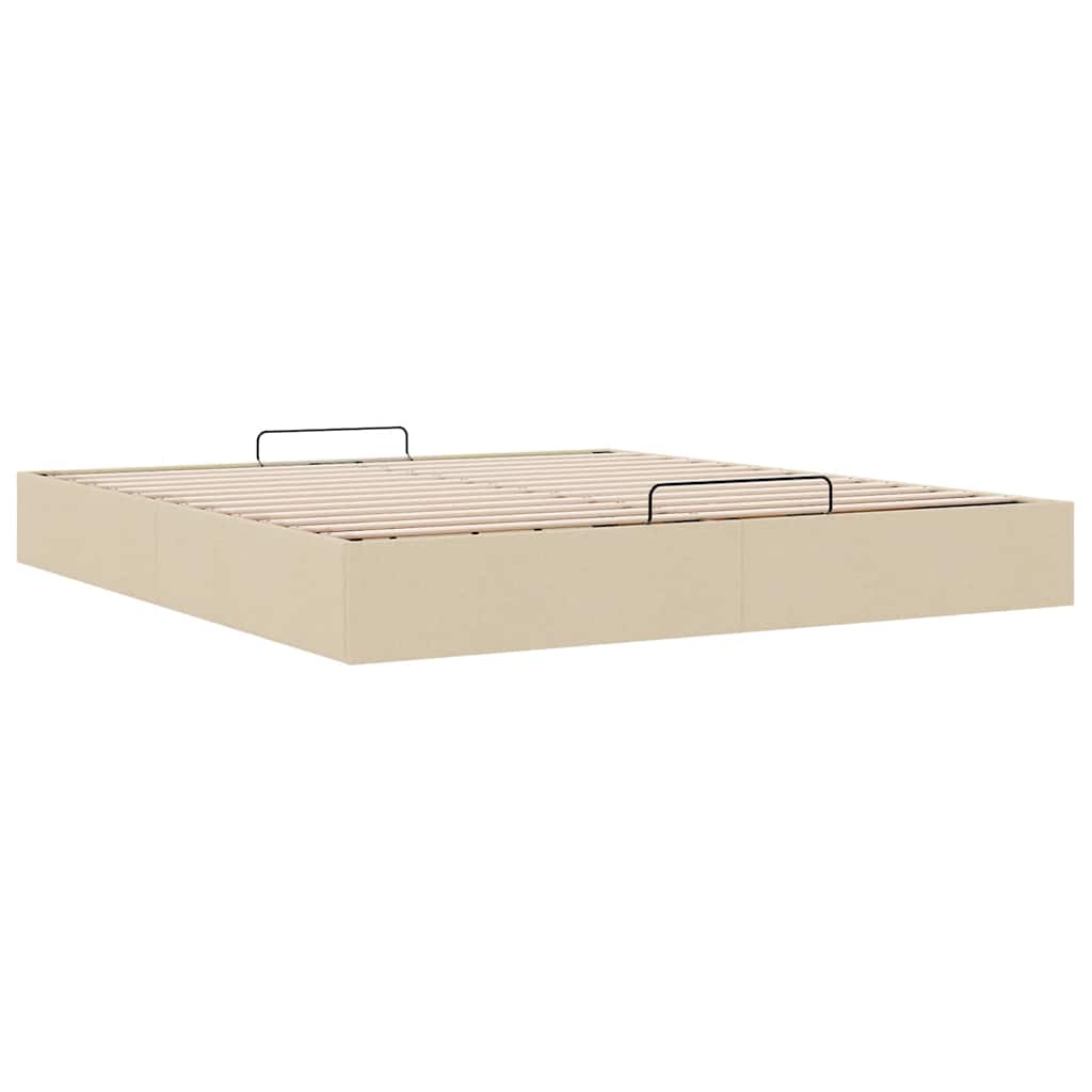 Struttura Letto Pouf senza Materasso Crema 200x200cm in Tessuto | homemem39