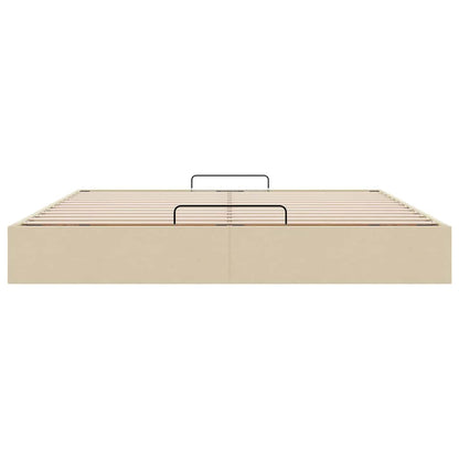 Struttura Letto Pouf senza Materasso Crema 200x200cm in Tessuto | homemem39