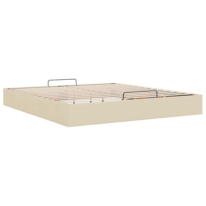 Struttura Letto Pouf senza Materasso Crema 200x200cm in Tessuto | homemem39