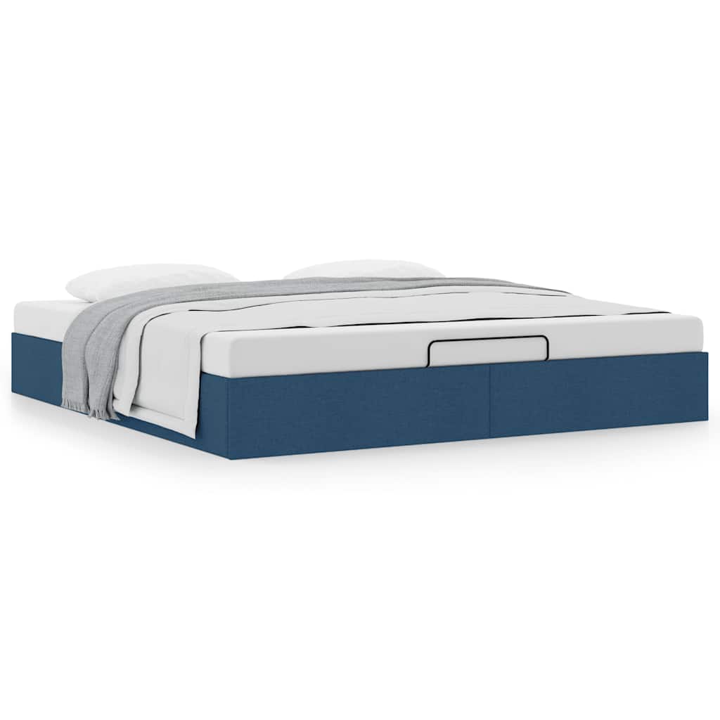Struttura Letto Pouf senza Materasso Blu 200x200 cm in Tessuto