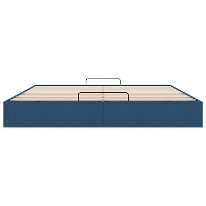 Struttura Letto Pouf senza Materasso Blu 200x200 cm in Tessuto