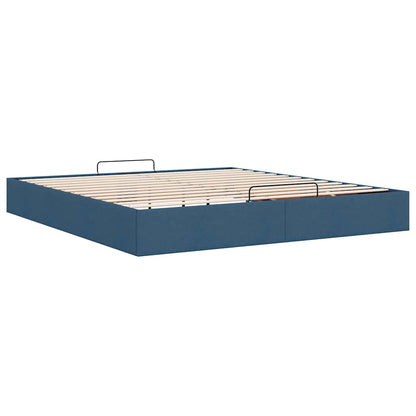 Struttura Letto Pouf senza Materasso Blu 200x200 cm in Tessuto