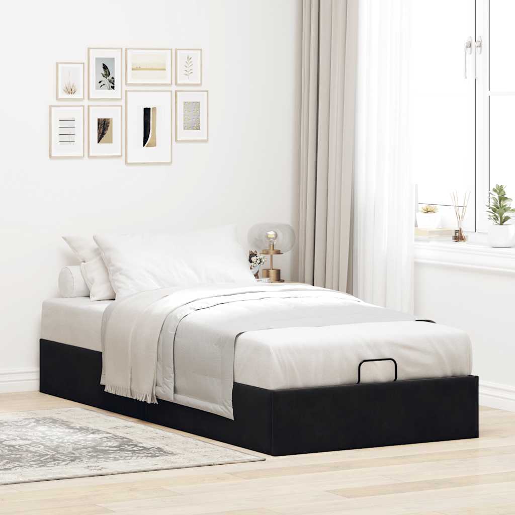 Struttura Letto Pouf Senza Materasso Nero 80x200 cm Velluto