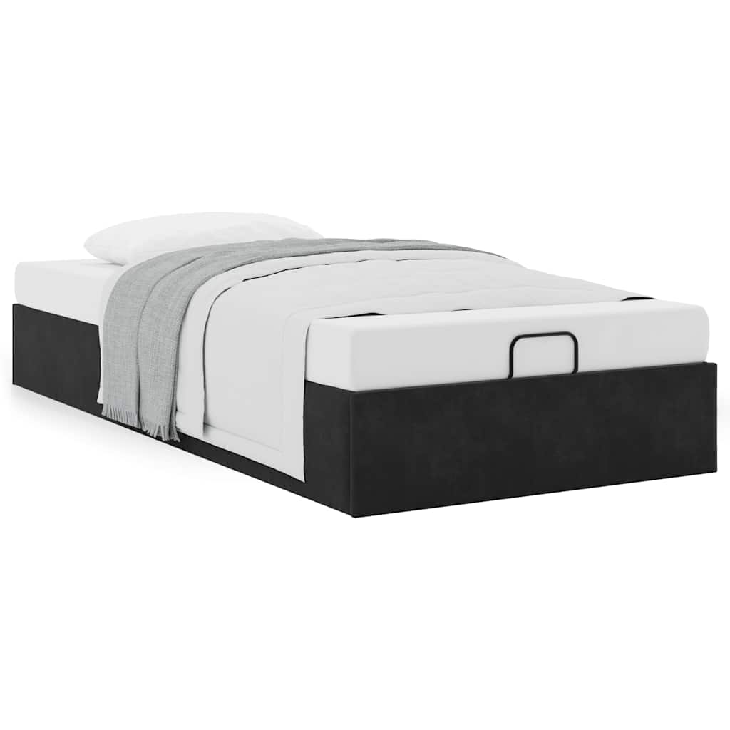 Struttura Letto Pouf Senza Materasso Nero 80x200 cm Velluto
