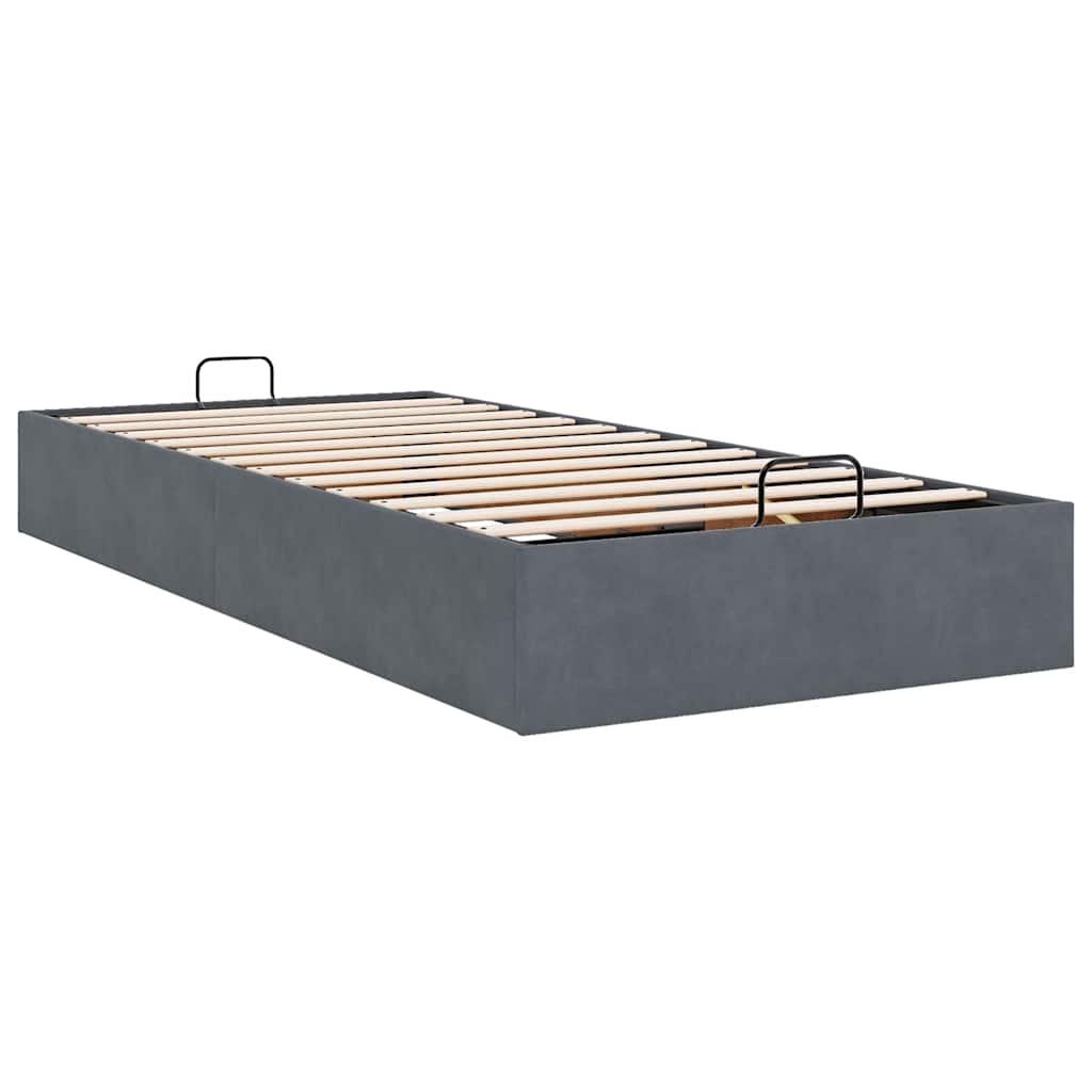 Giroletto senza Materasso Grigio Scuro 90x190 cm Velluto