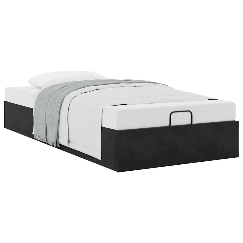 Struttura Letto Pouf Senza Materasso Nero 90x190 cm Velluto | homemem39