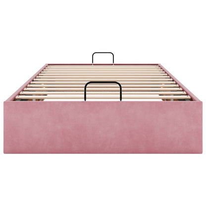 Struttura Letto Pouf Senza Materasso Rosa 90x190 cm Velluto | homemem39
