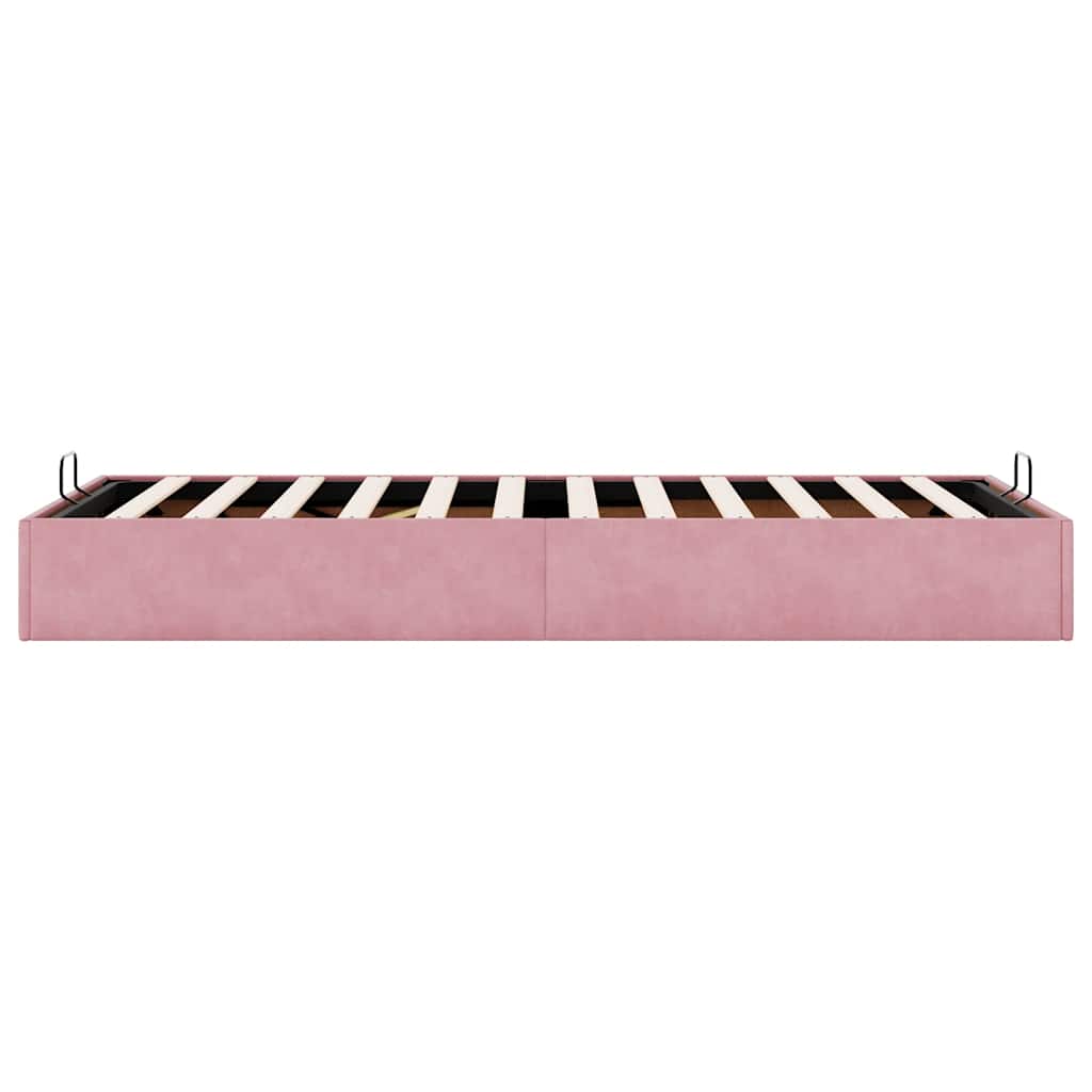 Struttura Letto Pouf Senza Materasso Rosa 90x190 cm Velluto | homemem39