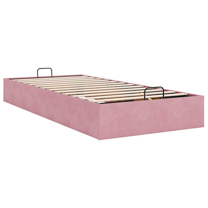 Struttura Letto Pouf Senza Materasso Rosa 90x190 cm Velluto | homemem39