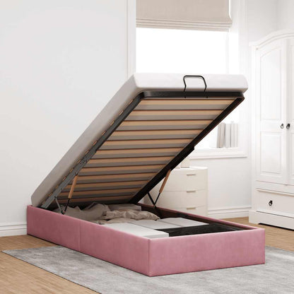 Struttura Letto Pouf Senza Materasso Rosa 90x190 cm Velluto | homemem39