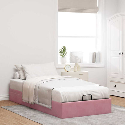 Struttura Letto Pouf Senza Materasso Rosa 90x200 cm Velluto - homemem39