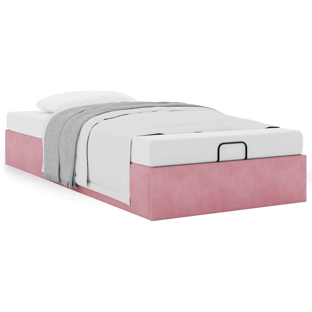 Struttura Letto Pouf Senza Materasso Rosa 90x200 cm Velluto