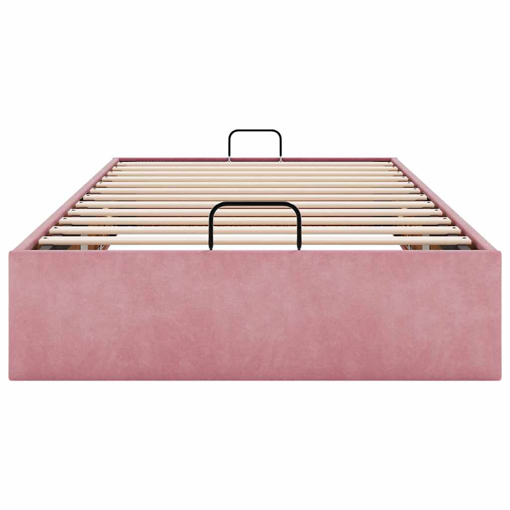 Struttura Letto Pouf Senza Materasso Rosa 90x200 cm Velluto