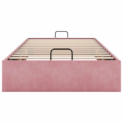 Struttura Letto Pouf Senza Materasso Rosa 90x200 cm Velluto