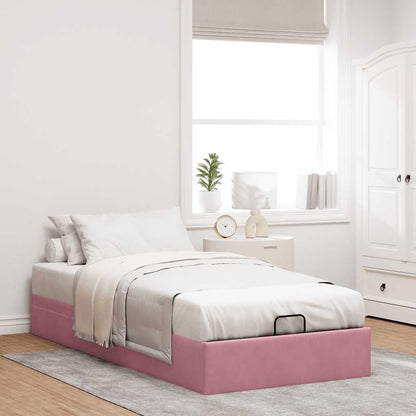 Struttura Letto Pouf Senza Materasso Rosa 100x200 cm Velluto - homemem39