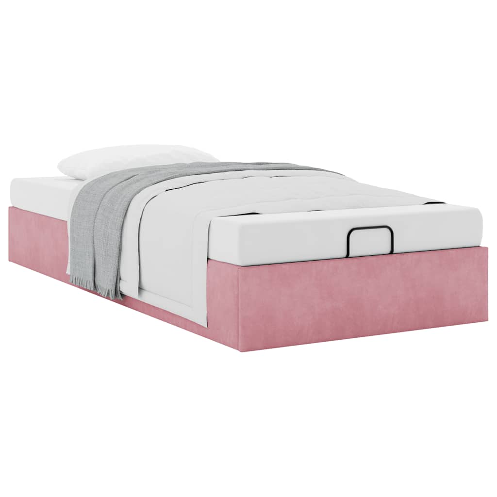 Struttura Letto Pouf Senza Materasso Rosa 100x200 cm Velluto - homemem39
