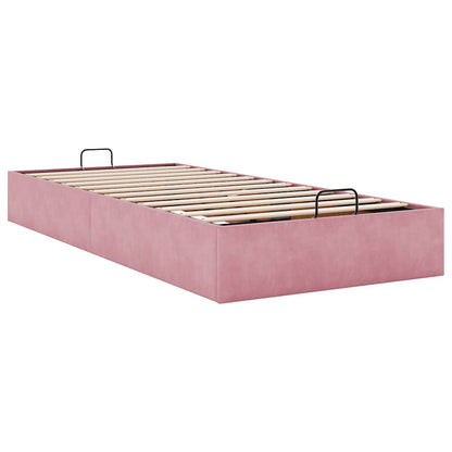 Struttura Letto Pouf Senza Materasso Rosa 100x200 cm Velluto - homemem39