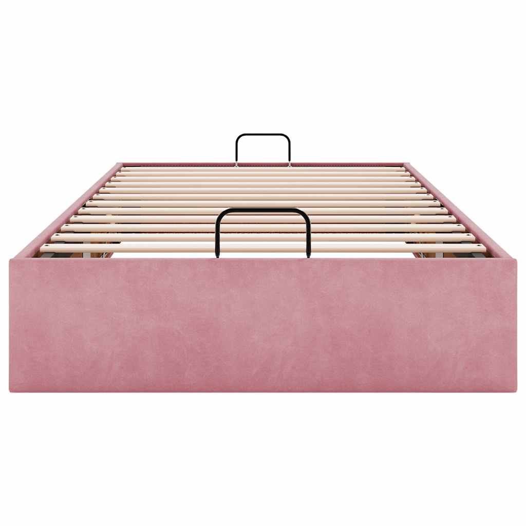 Struttura Letto Pouf Senza Materasso Rosa 100x200 cm Velluto - homemem39