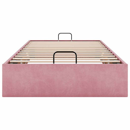 Struttura Letto Pouf Senza Materasso Rosa 100x200 cm Velluto - homemem39