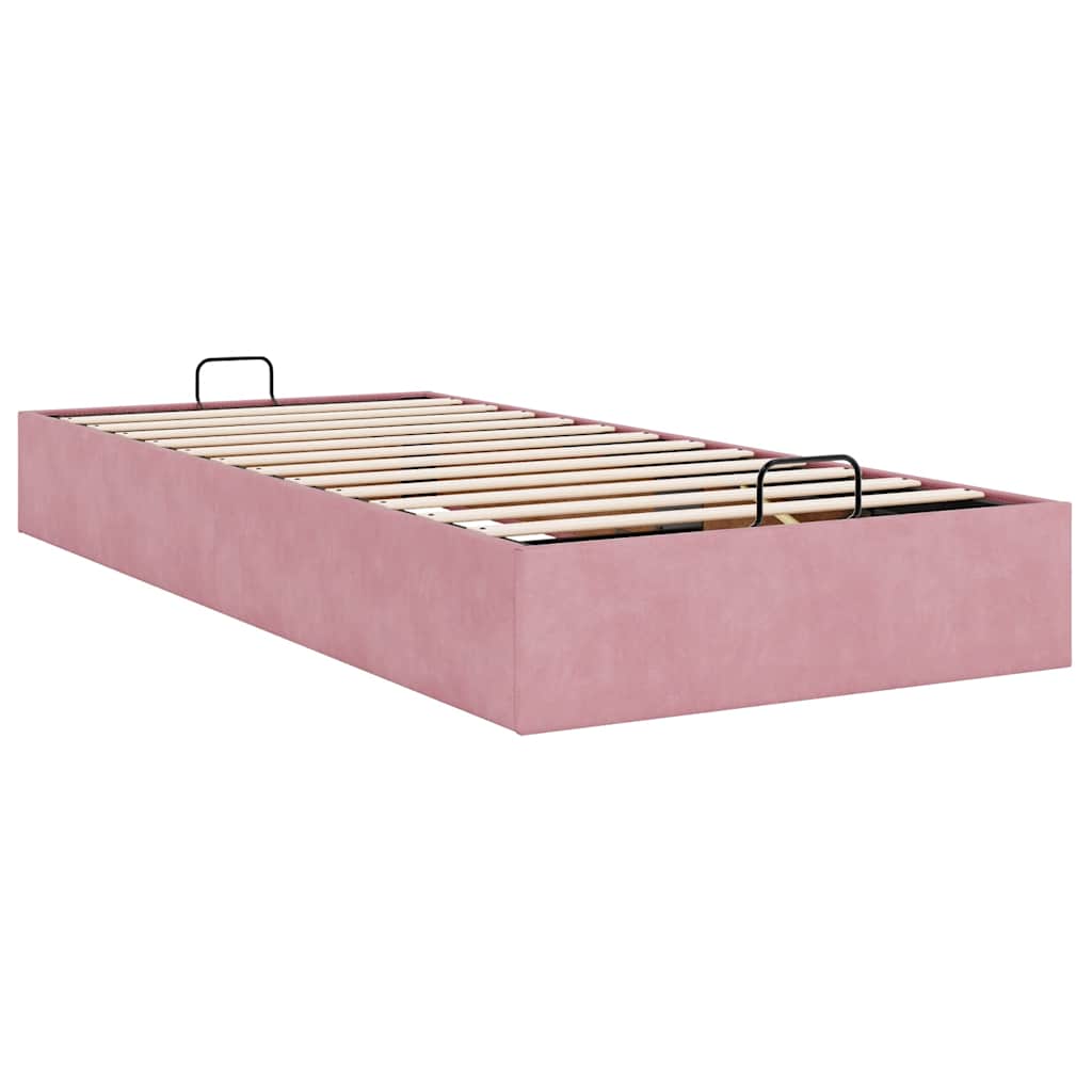 Struttura Letto Pouf Senza Materasso Rosa 100x200 cm Velluto - homemem39