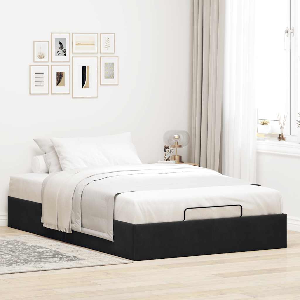 Struttura Letto Pouf Senza Materasso Nero 120x190 cm Velluto | homemem39