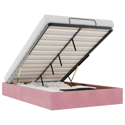 Struttura Letto Pouf Senza Materasso Rosa 120x190 cm Velluto