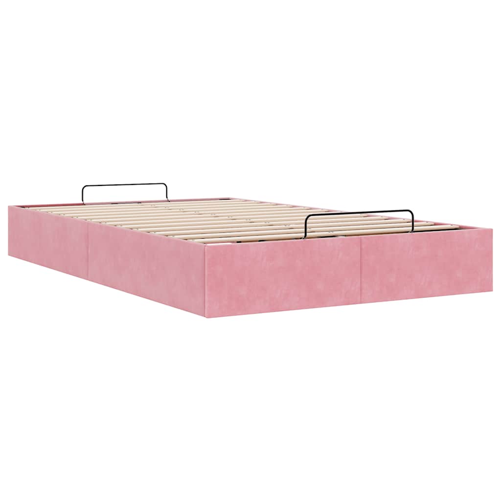Struttura Letto Pouf Senza Materasso Rosa 120x190 cm Velluto