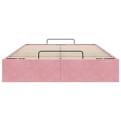Struttura Letto Pouf Senza Materasso Rosa 120x190 cm Velluto