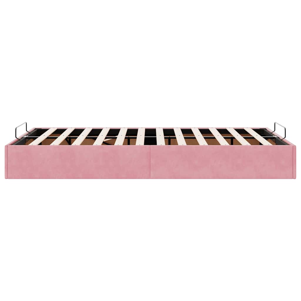 Struttura Letto Pouf Senza Materasso Rosa 120x190 cm Velluto