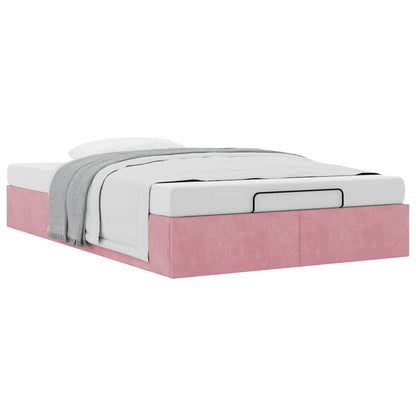 Struttura Letto Pouf Senza Materasso Rosa 120x200 cm Velluto | homemem39