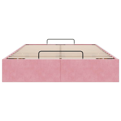 Struttura Letto Pouf Senza Materasso Rosa 120x200 cm Velluto | homemem39