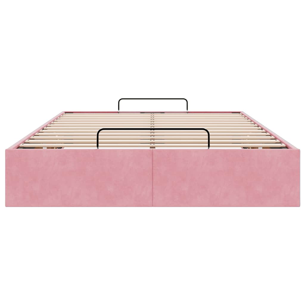 Struttura Letto Pouf Senza Materasso Rosa 120x200 cm Velluto