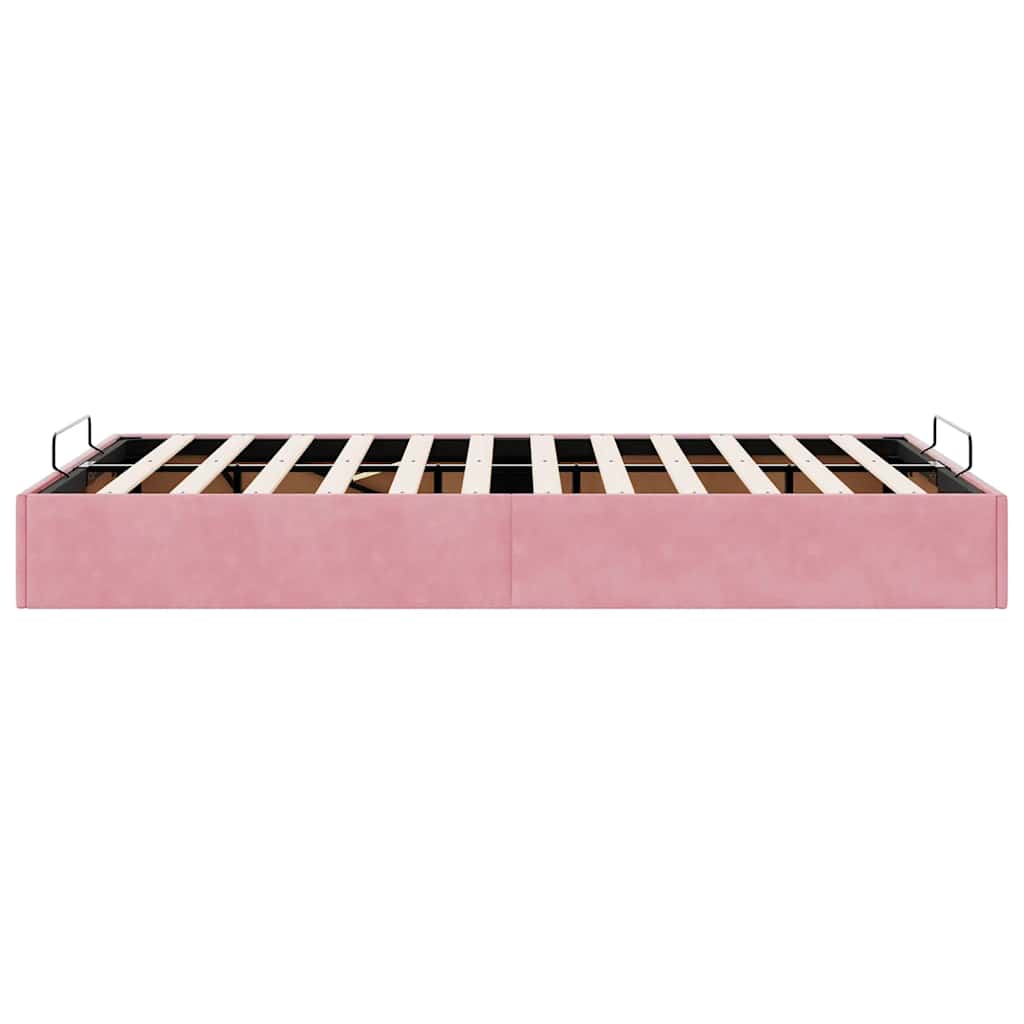 Struttura Letto Pouf Senza Materasso Rosa 120x200 cm Velluto
