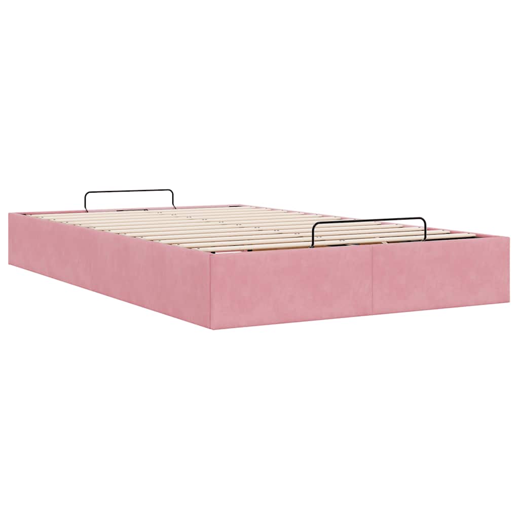 Struttura Letto Pouf Senza Materasso Rosa 120x200 cm Velluto | homemem39