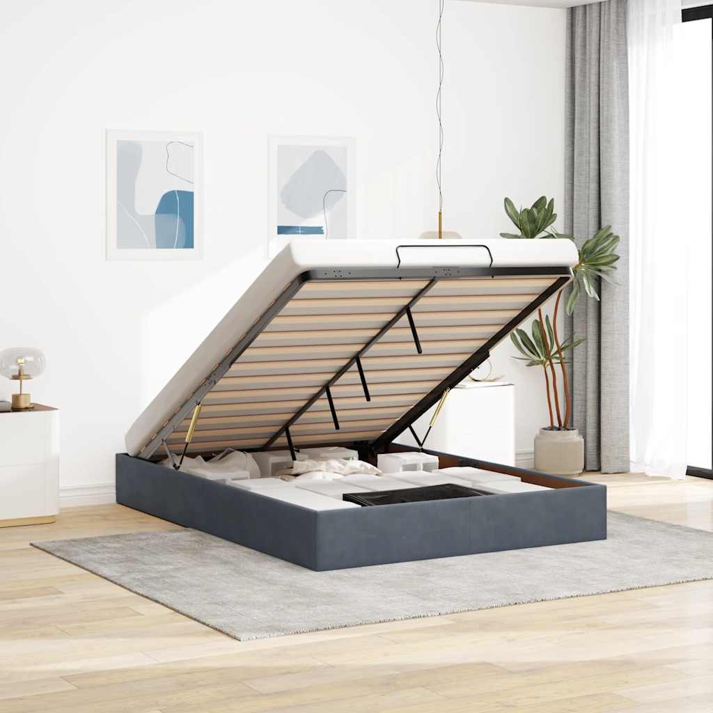 Struttura Letto Pouf Senza Materasso 140x190 cm Velluto - homemem39