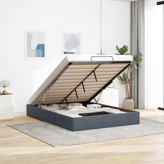 Struttura Letto Pouf Senza Materasso 140x190 cm Velluto - homemem39