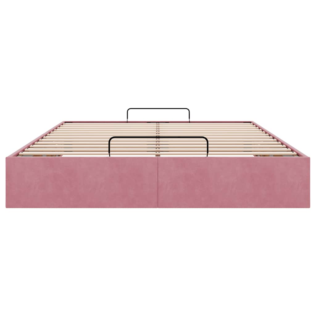 Struttura Letto Pouf senza Materasso Rosa 140x190 cm in Velluto | homemem39