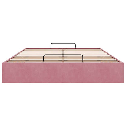 Struttura Letto Pouf senza Materasso Rosa 140x190 cm in Velluto | homemem39