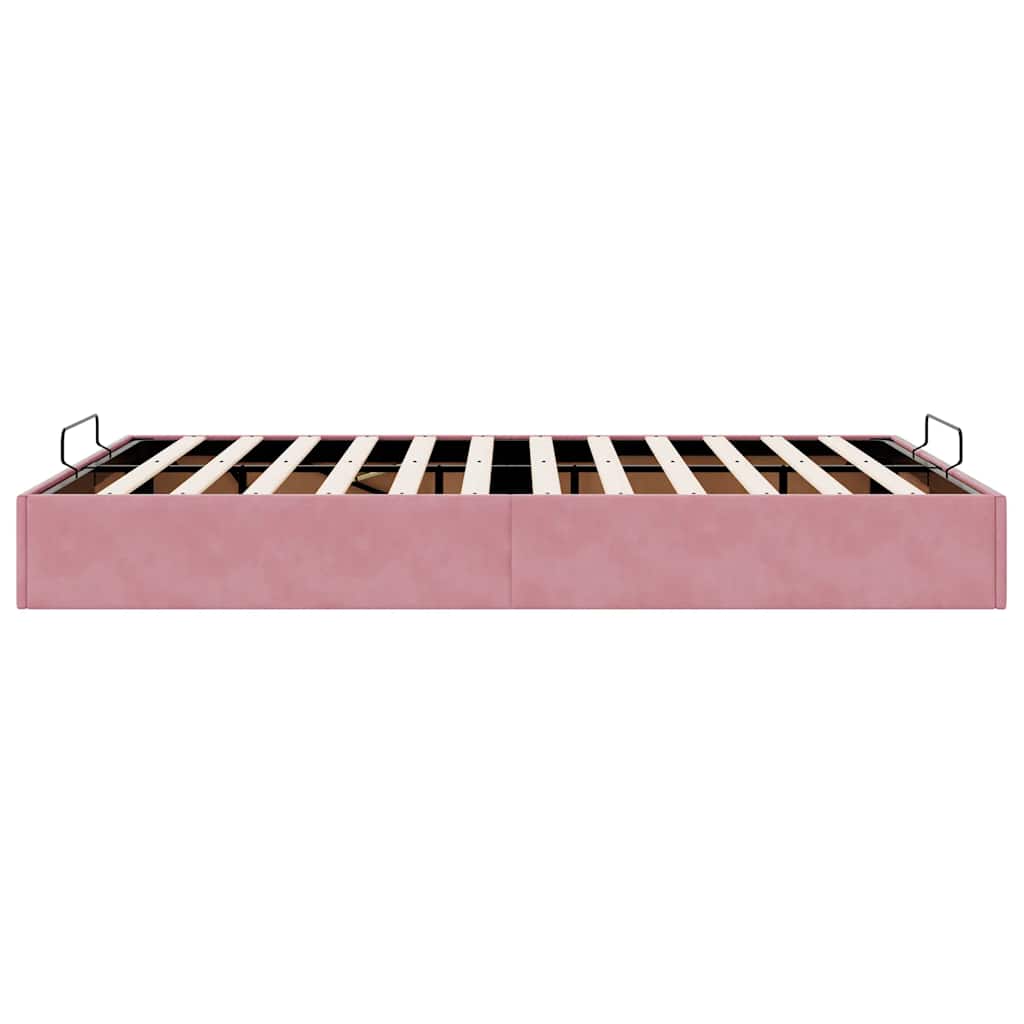 Struttura Letto Pouf senza Materasso Rosa 140x190 cm in Velluto | homemem39
