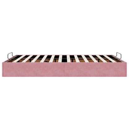 Struttura Letto Pouf senza Materasso Rosa 140x190 cm in Velluto | homemem39