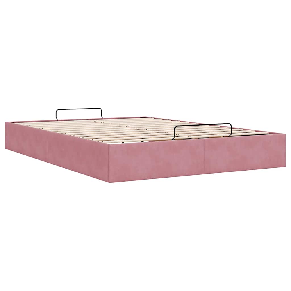 Struttura Letto Pouf senza Materasso Rosa 140x190 cm in Velluto | homemem39