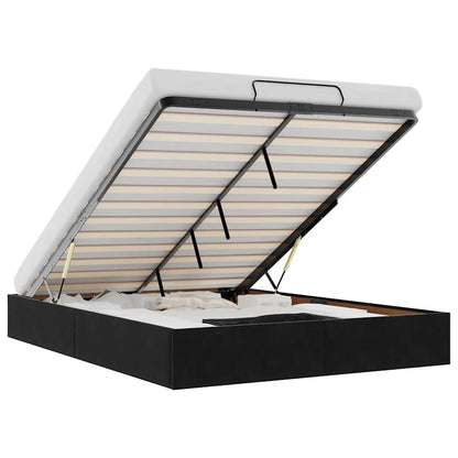 Struttura Letto Pouf senza Materasso Nero 140x200 cm in Velluto - homemem39