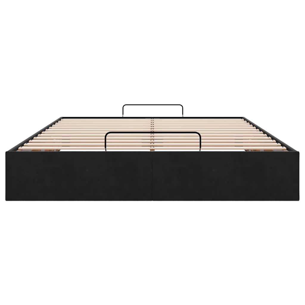 Struttura Letto Pouf senza Materasso Nero 140x200 cm in Velluto