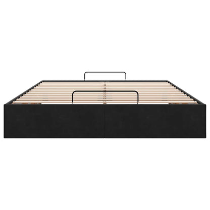 Struttura Letto Pouf senza Materasso Nero 140x200 cm in Velluto