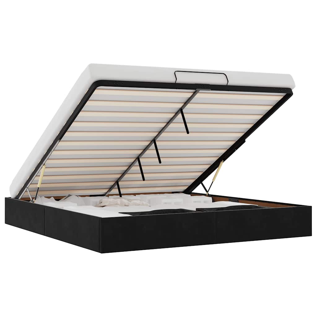 Struttura Letto Pouf senza Materasso Nero 160x200 cm in Velluto - homemem39