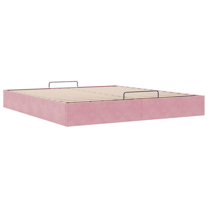 Struttura Letto Pouf senza Materasso Rosa 160x200 cm in Velluto - homemem39
