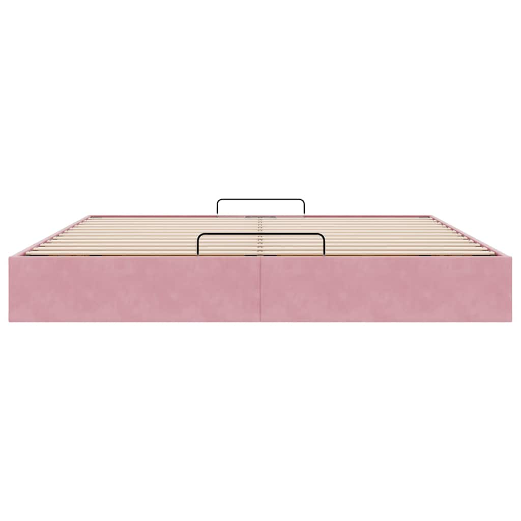 Struttura Letto Pouf senza Materasso Rosa 160x200 cm in Velluto
