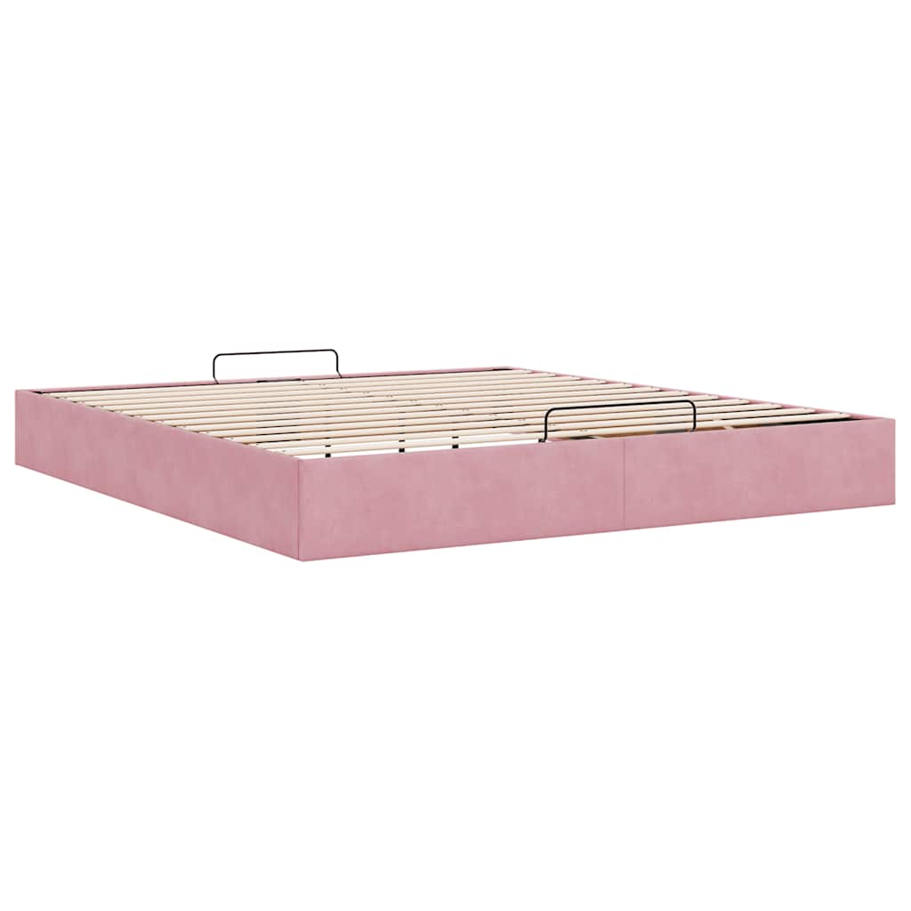 Struttura Letto Pouf senza Materasso Rosa 160x200 cm in Velluto